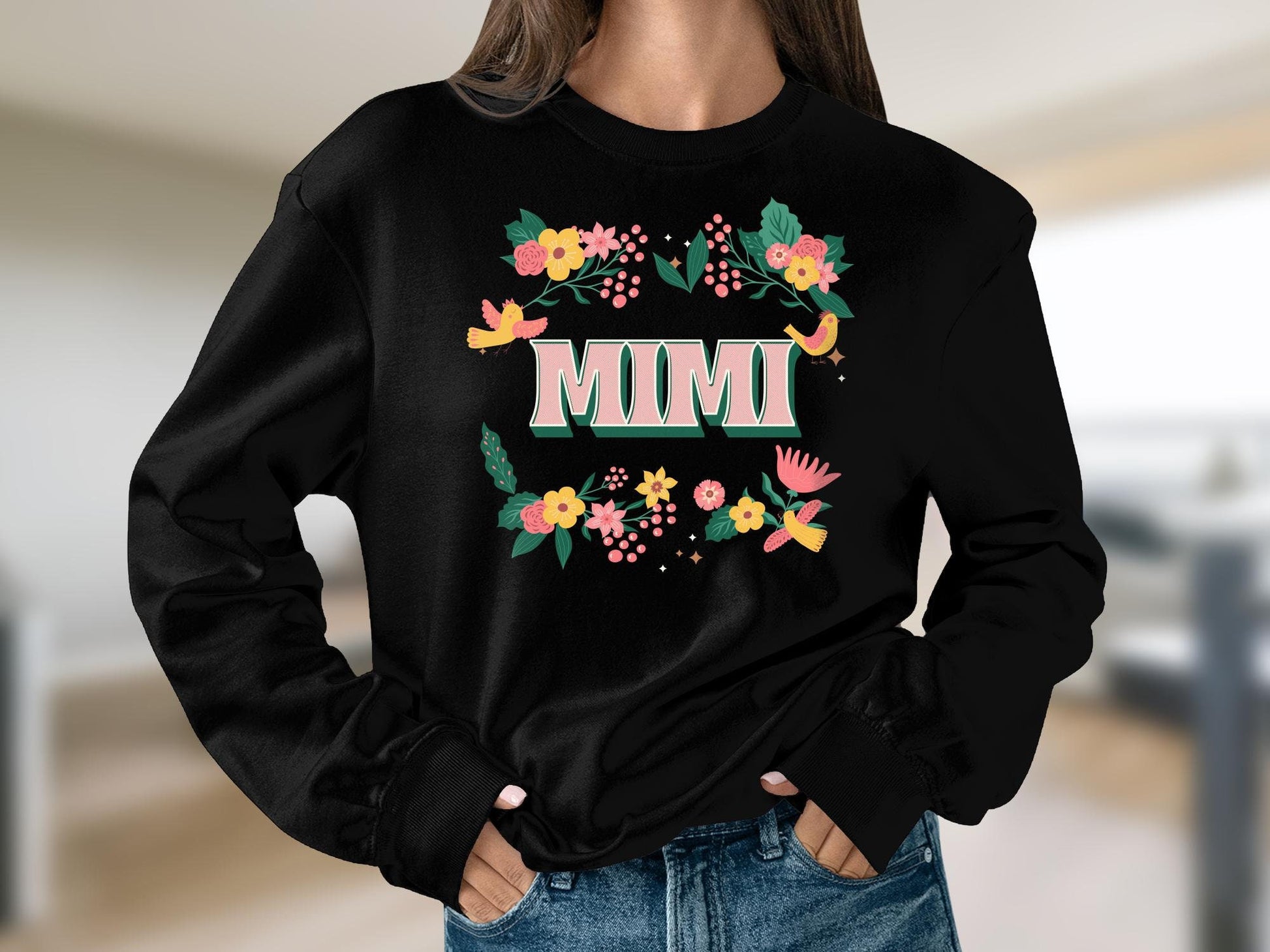 Mimi Floral Sweatshirt, Mimi Shirt, Grandmother Sweatshirt, Gift for Mimi, Mothers Day Sweatshirt, Pregnancy Announcement to Mimi