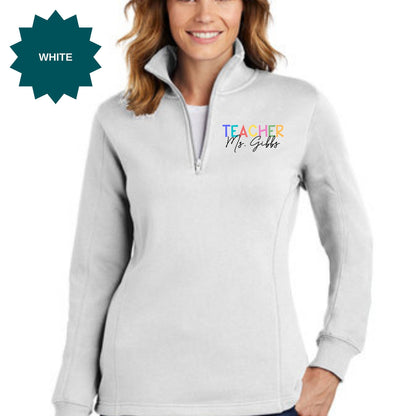 Custom Teacher Name Shirt, Teacher Pullover, Back to School Teacher Sweatshirt - Mardonyx Sweatshirt White / X-Small