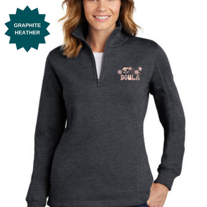Doula Sweatshirt, Doula Gift, Doula Business, Womens 1/4 Zip LST253 Pullover - Mardonyx Sweatshirt Graphite Heather / X-Small