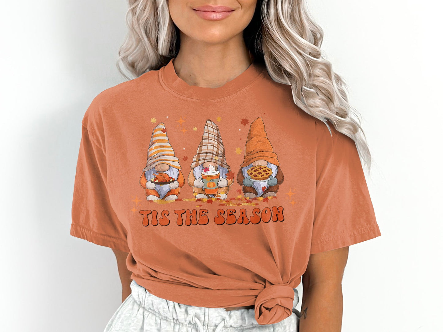 Thanksgiving Shirt for Women, Comfort Colors Fall Gnomes Tis the Season T-Shirt, Funny Thanksgiving Shirt,