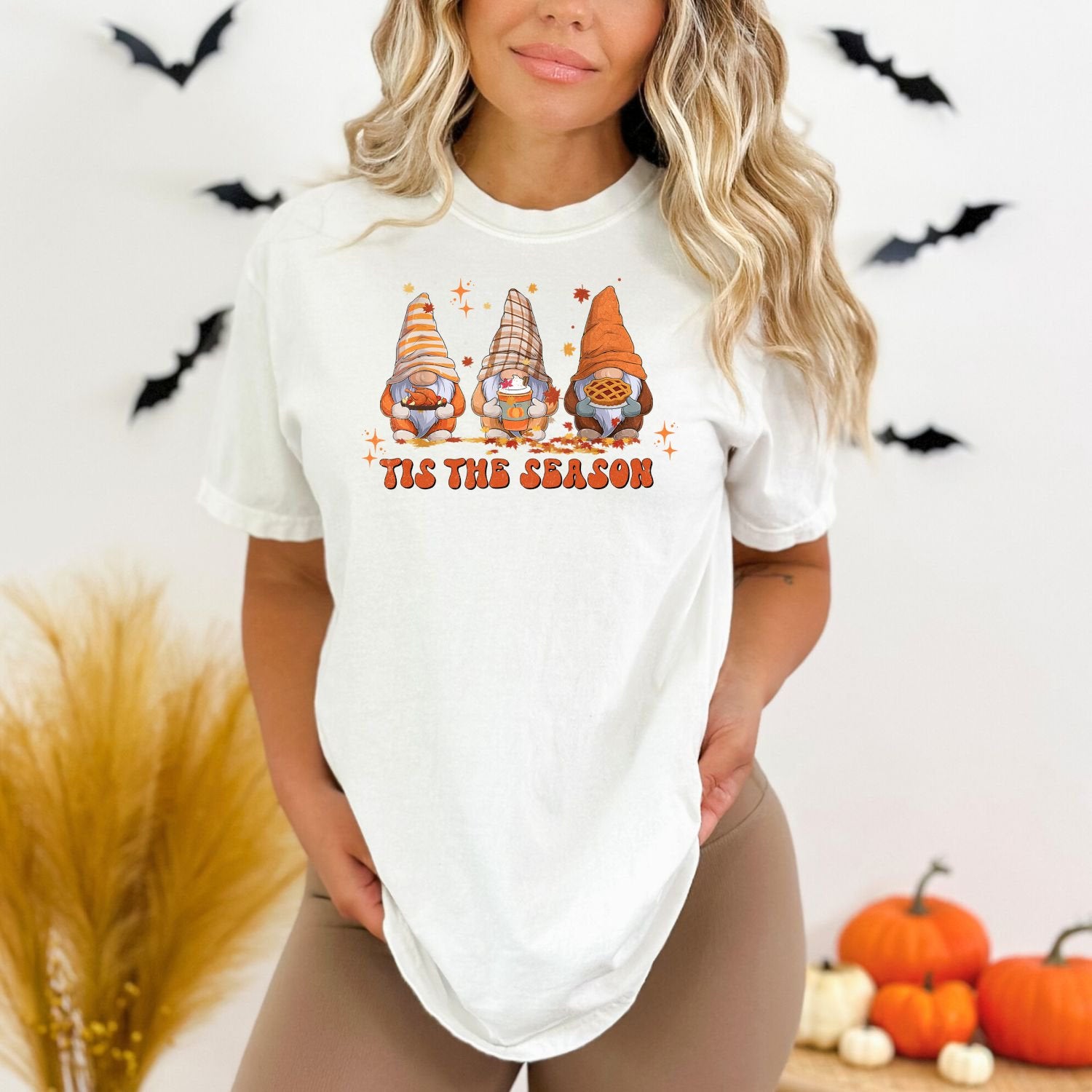 Thanksgiving Shirt for Women, Comfort Colors Fall Gnomes Tis the Season T-Shirt, Funny Thanksgiving Shirt,