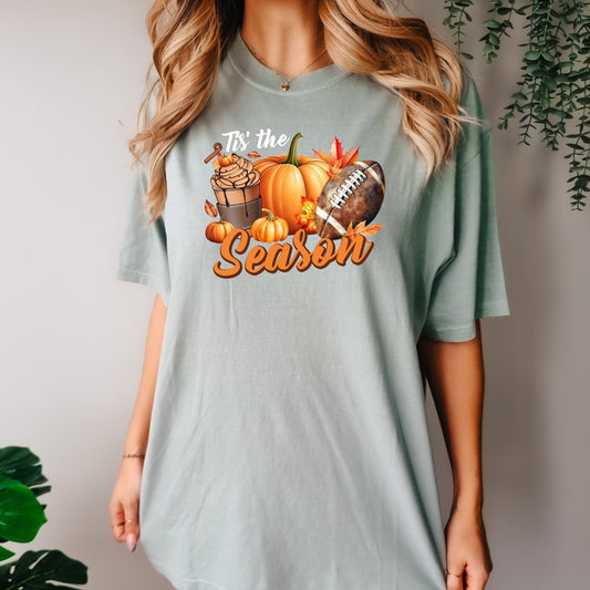 Thanksgiving T-Shirt for Women, Tis the Season Football T-Shirt, Football T-Shirts, Fall T-Shirts, Plus Size Fall Shirt