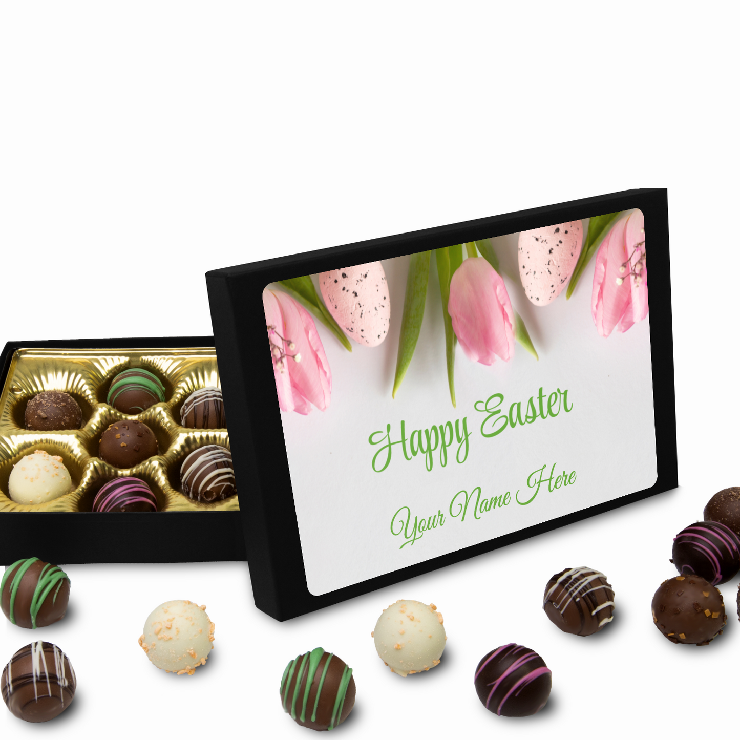 Personalized Easter Tulip Chocolate Truffles